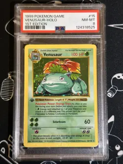 Venusaur Holo 1st Edition Shadowless 1999 Pokemon Base Set 15/102 PSA 8 Card - Image 1
