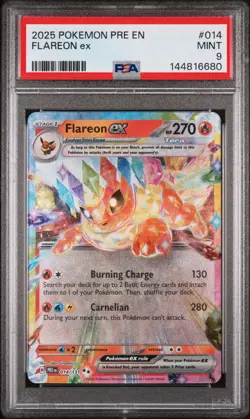 2025 POKEMON PRE EN-PRISMATIC EVOLUTIONS #014 FLAREON EX PSA 9 - Image 1