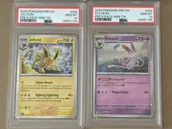 2x Pokemon Prismatic Evolutions 8 Pack Mini Tin PSA 10 Jolteon Sylveon - Image 1