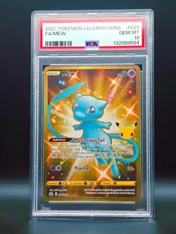 PSA 10 Gem Mint MEW 025/025 2021 Celebrations Gold Rare Full Art Pokemon Card - Image 1
