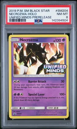 2019 POKEMON SM BLACK STAR PROMO UNIFIED MINDS PRERELEASE NECROZMA-HOLO PSA 8 - Image 1