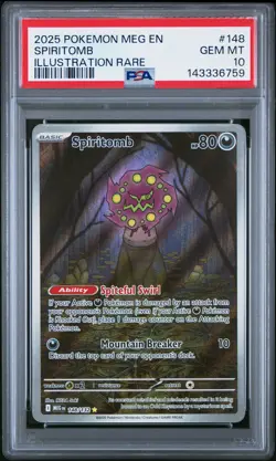 2025 POKEMON MEG EN-MEGA EVOLUTION ILLUSTRATION RARE #148 SPIRITOMB PSA 10 - Image 1
