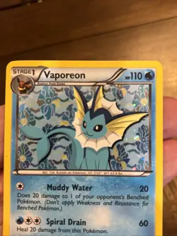 Pokemon TCG Vaporeon BW Black Star Promos BW89 Holo Promo Pokemon Foil Rare - Image 2