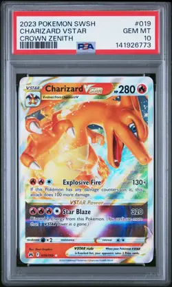 2023 POKEMON SWORD & SHIELD CROWN ZENITH #019 CHARIZARD VSTAR PSA 10 - Image 1