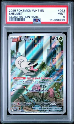2025 POKEMON WHT EN-WHITE FLARE ILLUSTRATION RARE #093 SHELMET PSA 9 - Image 1
