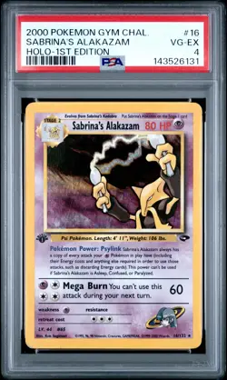 2000 POKEMON GYM CHALLENGE HOLO-1ST EDITION #16 SABRINA'S ALAKAZAM PSA 4 - Image 1