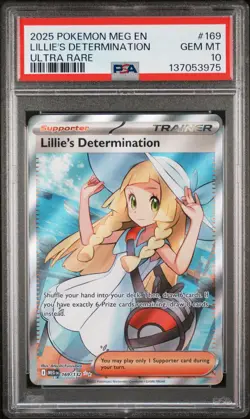 2025 POKEMON MEG EN-MEGA EVOLUTION ULTRA RARE #169 LILLIE'S DETERMINATION PSA 10 - Image 1