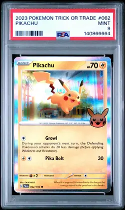 2023 POKEMON TRICK OR TRADE #062 PIKACHU PSA 9 - Image 1