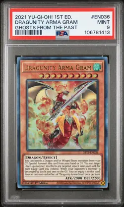 2021 YU-GI-OH! GHOSTS FROM THE PAST 1ST EDITION #EN036 DRAGUNITY ARMA GRAM PSA 9 - Image 1