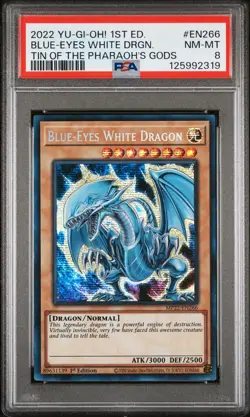 2022 YU-GI-OH! TIN OF THE PHARAOH'S GODS 1ST ED BLUE-EYES WHITE DRAGON PSA 8 - Image 1