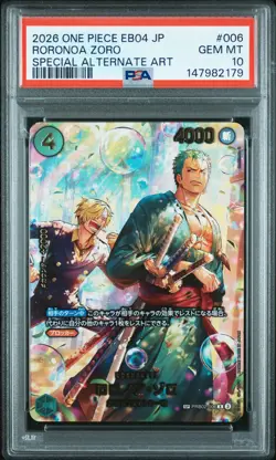 2026 ONE PIECE JPN EB04-EGGHEAD CRISIS SPECIAL ALT ART #006 RORONOA ZORO PSA 10 - Image 1