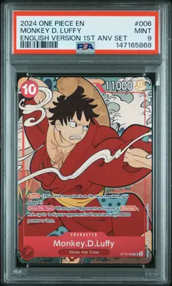 2024 ONE PIECE ENGLISH VERSION 1ST ANNIVERSARY SET #006 MONKEY D. LUFFY PSA 9 - Image 1