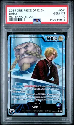 2025 ONE PIECE OP12-LEGACY OF THE MASTER ALTERNATE ART #041 SANJI PSA 10 - Image 1