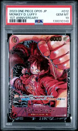 2023 ONE PIECE JPN OP05-AWAKENING OF THE NEW ERA 1ST ANNIV MONKEY D LUFFY PSA 10 - Image 1