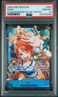 2025 ONE PIECE PROMOS CHAMPIONSHIP 25-26-TOP 64 #050 NAMI PSA 10 - Image 1