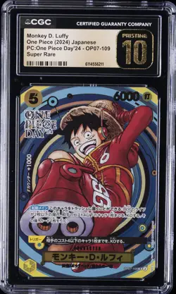 2024 ONE PIECE JPN PC ONE PIECE DAY '24 #OP07-109 MONKEY D LUFFY CGC 10 PRISTINE - Image 1