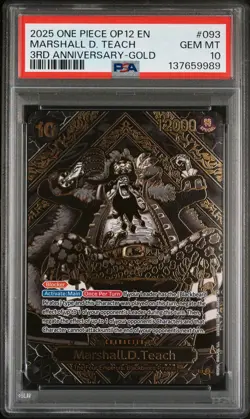 2025 ONE PIECE OP12-LEGACY OF THE MASTER 3RD ANNIV-GOLD MARSHALL D. TEACH PSA 10 - Image 1