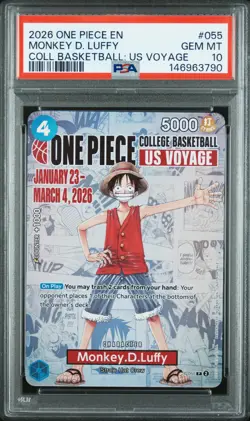 2026 ONE PIECE PROMOS COLLEGE BASKETBALL : US VOYAGE MONKEY D. LUFFY PSA 10 - Image 1