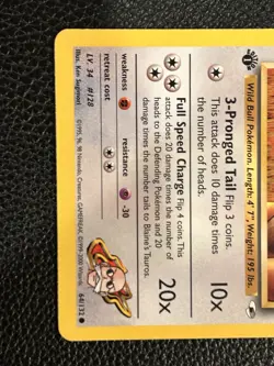 Pokemon Card Blaine's Tauros 64/132 Gym Heroes - NM 1st Edition - Image 3