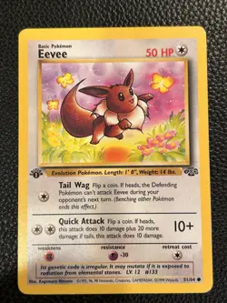 Pokemon TCG Eevee Jungle Card 51/64 Regular Common 1st Edition LP - Image 1
