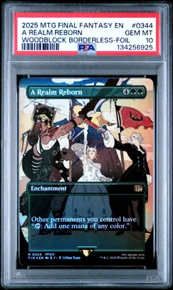 2025 MTG FINAL FANTASY WOODBLOCK BORDERLESS-FOIL #0344 A REALM REBORN PSA 10 - Image 1