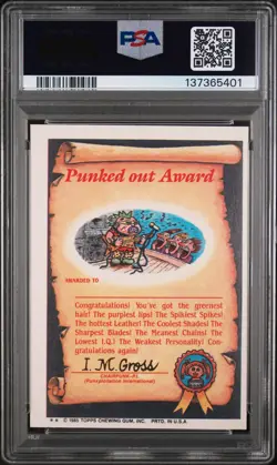 1985 GARBAGE PAIL KIDS STICKERS GLOSSY #45A LEAKY LINDSAY PSA 7 - Image 2
