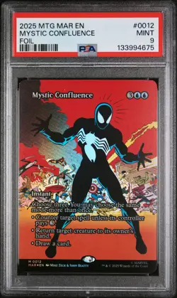 2025 MTG MARVEL'S SPIDER-MAN: SOURCE MATERIAL FOIL #0012 MYSTIC CONFLUENCE PSA 9 - Image 1