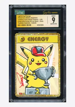 Pokemon CGC 9 AUTO 10 Lightning Energy Holo Yukina Suzuki 2023 #LIG CLL Japanese - Image 1