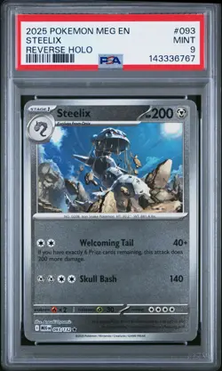 2025 POKEMON MEG EN-MEGA EVOLUTION REVERSE HOLO #093 STEELIX PSA 9 - Image 1