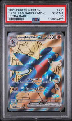 2025 POKEMON DRI EN-DESTINED RIVALS ULTRA RARE #215 CYNTHIA'S GARCHOMP EX PSA 10 - Image 1