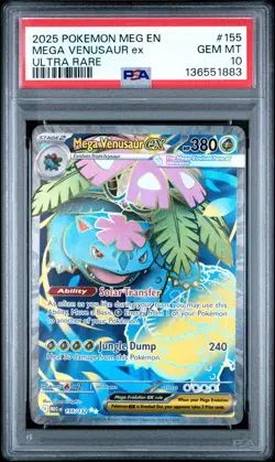 2025 POKEMON MEG EN-MEGA EVOLUTION ULTRA RARE #155 MEGA VENUSAUR EX PSA 10 - Image 1