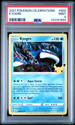 2021 POKEMON CELEBRATIONS #003 KYOGRE PSA 9 - Image 1