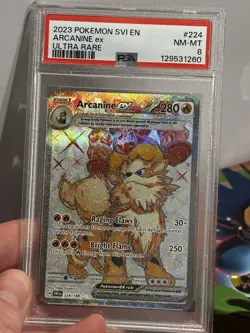 PSA 8 Pokemon Arcanine ex SV01 Scarlet & Violet 224/198 Ultra Rare Holo - Image 1
