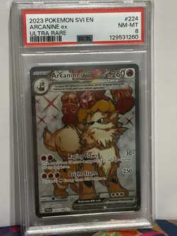 PSA 8 Pokemon Arcanine ex SV01 Scarlet & Violet 224/198 Ultra Rare Holo - Image 2