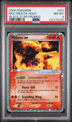 2005 POKEMON BLACK STAR PROMOS #031 MOLTRES EX-HOLO PSA 8 - Image 1