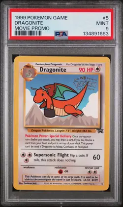 1999 POKEMON GAME MOVIE MOVIE PROMO #5 DRAGONITE PSA 9 - Image 1
