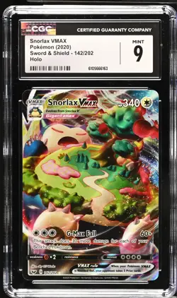 Pokemon Snorlax Vmax 142/202 Holo Sword & Shield Base Set CGC 9 - Image 1