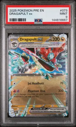 2025 POKEMON PRE EN-PRISMATIC EVOLUTIONS #073 DRAGAPULT EX PSA 9 - Image 1