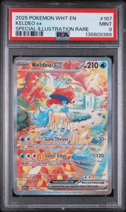 2025 POKEMON WHT EN-WHITE FLARE SPECIAL ILLUSTRATION RARE #167 KELDEO EX PSA 9 - Image 1