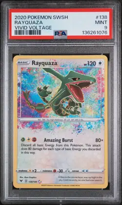 2020 POKEMON SWORD & SHIELD VIVID VOLTAGE #138 RAYQUAZA PSA 9 - Image 1