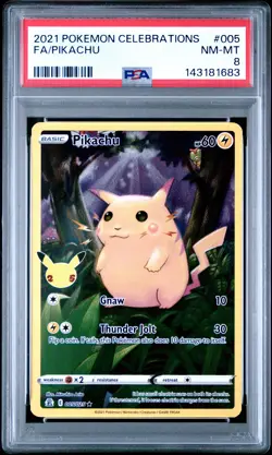 2021 POKEMON CELEBRATIONS #005 FULL ART/PIKACHU PSA 8 - Image 1