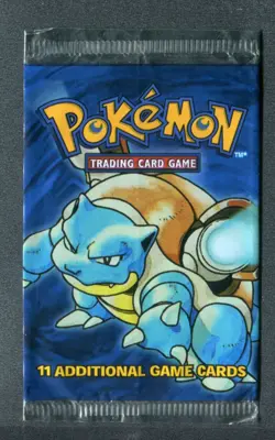 1999 Pokemon English First Unlimited Booster Pack Wrapper EMPTY Blastoise Art - Image 1