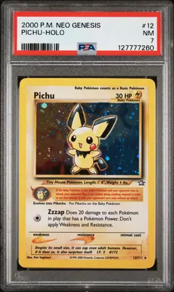2000 POKEMON NEO GENESIS #12 PICHU-HOLO PSA 7 - Image 1