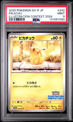 2025 POKEMON JAPANESE SV-P PROMO ILLUSTRATION CONTEST 2024 #242 PIKACHU PSA 9 - Image 1