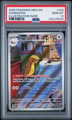 2025 POKEMON MEG EN-MEGA EVOLUTION ILLUSTRATION RARE #153 GUMSHOOS PSA 10 - Image 1