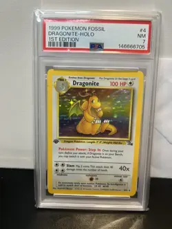 Dragonite 1999 Pokemon Fossil 1st Edition PSA 7 #4 - Image 1