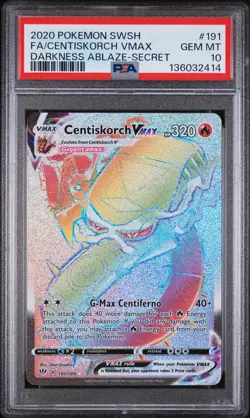 2020 POKEMON SWORD & SHIELD DARKNESS ABLAZE FULL ART/CENTISKORCH VMAX PSA 10 - Image 1