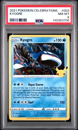 2021 POKEMON CELEBRATIONS #003 KYOGRE PSA 8 - Image 1