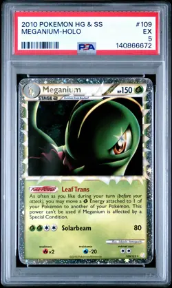 2010 POKEMON HEARTGOLD & SOULSILVER #109 MEGANIUM-HOLO PSA 5 - Image 1
