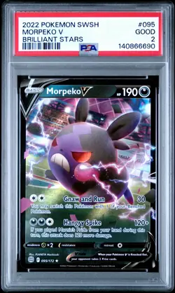 2022 POKEMON SWORD & SHIELD BRILLIANT STARS #095 MORPEKO V PSA 2 - Image 1